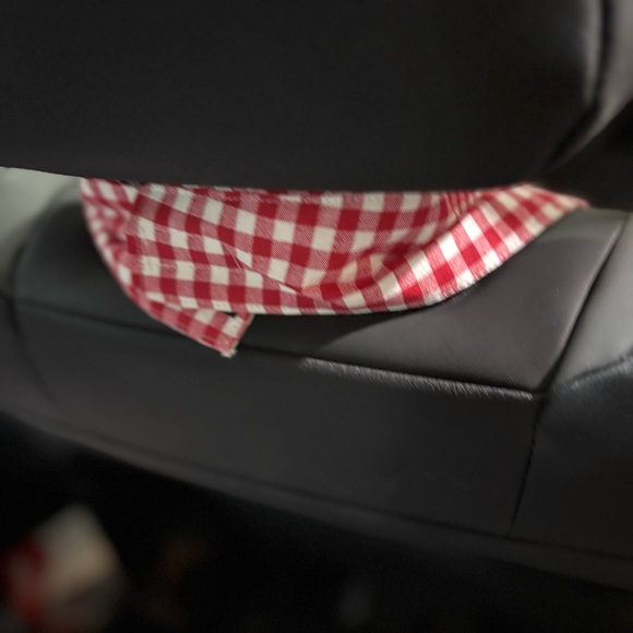 Car Trash/Utility Tote Bag Red Check 9” w x 4” d x 12”‎ l 10” strap Handmade - Picture 5 of 7